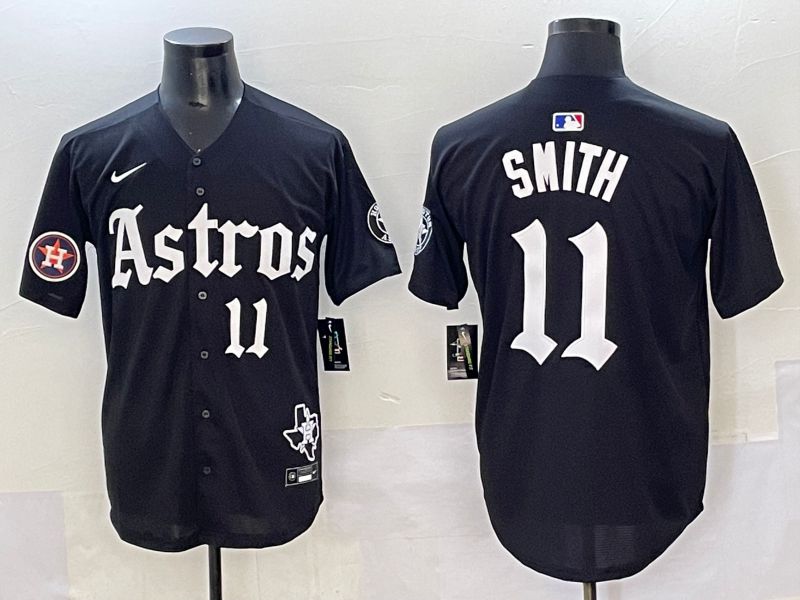Men 2025 Houston Astros #11 Smith Black Five generations Joint Name Nike MLB Jersey style 42